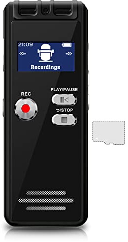 64GB Small Digital Voice Recorder - Voice Activated Recorder Rechargeable Audio Recorder MicroSD Expansion Recording Device for Lectures Meetings Interview