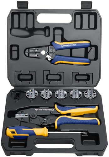 haisstronica 8PCS Crimping Tool Set, 6PCS Dies Wire Stripper and Driver