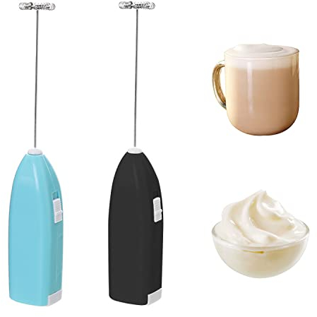 NINVVS 2 Pcs Electric Milk Foam Sticks, Milk Foam Sticks, Egg Beater, Electric Stirring Sticks, Cream, Milk, Coffee, Cappuccino, Hot and Cold Chocolate, Kitchen Gadgets, Black, 20.5cm