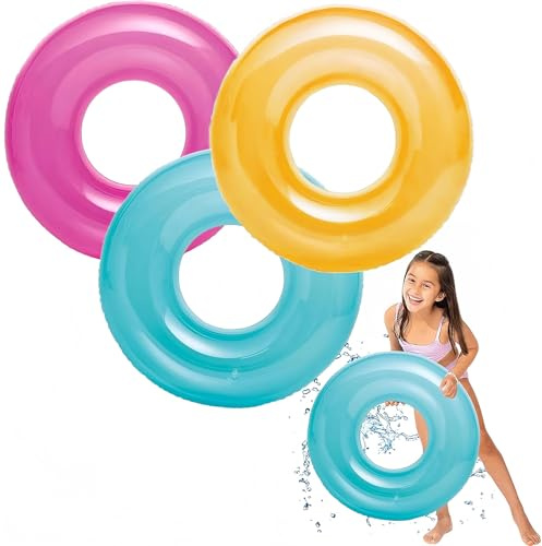 Inflatable Pool Floats Swimming Rings Tubes for Kids Adults,3pcs 76cm Kids Rubber Ring for Swimming,Inflatable Wheel Pool Tube Raft Swim Ring Floaties for Kid Swimming Pool Summer Beach Water Party