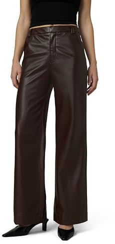 Joe's Jeans Women's The Mia High Rise Wide Leg Jean, Coffee Bean Vegan Leather, 30W x 32L