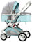 Leichter Kinderwagen für Neugeborene, Kinderwagen für Säuglinge und Kleinkinder, hohe Landschaft, stoßdämpfender Wagen, Zwei-Wege-Kinderwagenwagen, ideal für 0–36 Monate (Farbe: Blau B)