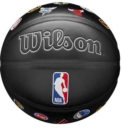 Wilson Balón NBA All Team Premiere, con un Diseño de Doble Profundidad y un Acabado con Textura de Piel de Serpiente, Estabilidad de Aire Mejorada, Bordado del Logo del Equipo, Talla: 7