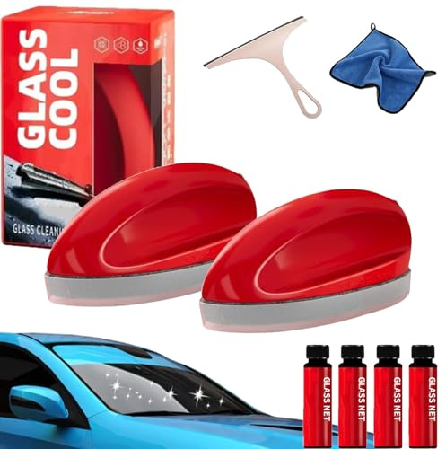 Pulitore per parabrezza per vetro freddo, potente detergente per parabrezza e rimozione della pellicola d'olio, mouse per la pulizia dei vetri dell'auto per tutte le superfici in vetro (2 pezzi)