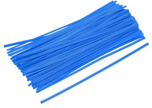 QUARKZMAN Attaches de Torsion 7,8 200mm Attaches Métalliques en Plastique pour Attacher du Pain, des Bonbons, des Cookies, des Sacs-Cadeaux d'Artisanat Bleu Lot de 100