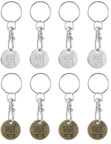 8PCS Trolley Token, Trolley Coin Shopping, Reusable and Durable Pound Coin Holder UK, Old Type Convenient Shopping Cart Accessory
