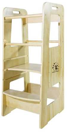 CCLIFE Lernturm ab 1 Jahr Montessori Kinderstuhl, Höhenverstellbarer Learning Tower, Küchenhelfer für Kinder, Sicherer und Leicht zu Reinigen, Bis 100 kg Tragkraft