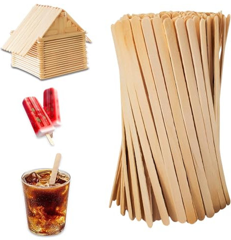 200 bastoncini per agitazione in legno, 11 cm di lunghezza, bastoncini di legno monouso, bastoncini di caffè in legno per il fai da te, bastoncini di ghiaccio in legno, adatti per caffè, tè, latte e