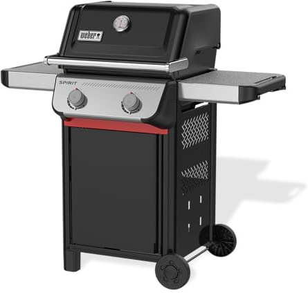 Weber Barbecue à gaz Spirit E-210/2 brûleurs, système de cuisson puissant, surface de cuisson de 51 x 46 cm, tablettes latérales intégrées, noir/argent