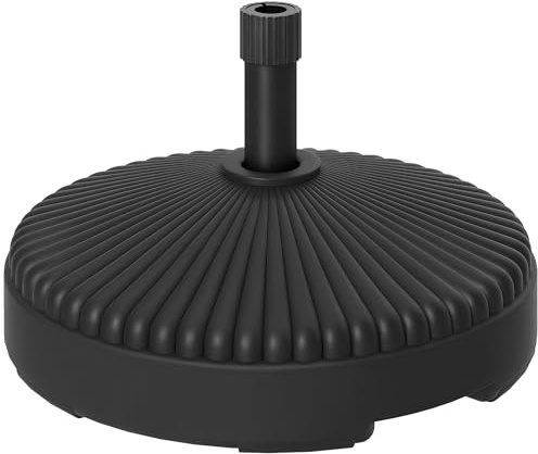Outsunny Base per Ombrellone in HDPE, Basamento per Ombrellone Riempibile con 28 kg di Sabbia o 23 kg di Acqua, per Pali di Ombrelloni da Ø34/38 mm, Ø55x30 cm, Nero
