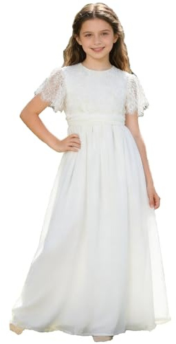Aibaowedding Robe vintage en mousseline de soie à volants pour fille - Coupe A - Pour mariage, fête, demoiselle d'honneur, demoiselle d'honneur