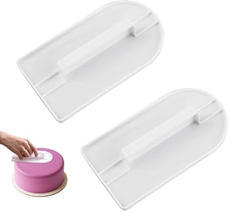 Henyall 2Pcs Cake Smoother Polisher,Fondant Smoother Cake Icing Smoother Tool—14.5 * 8cm,Flat Edge Cake Smoother,Cake Baking Tools,Suitable for Cake Shops,Candy Shops and Home Kitchens(White)