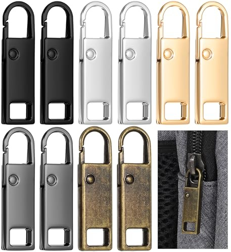 10PCS Zipper Pull Replacement, Zinc Alloy Detachable Luggage Pulls, Tab Replacement for Backpacks Suitcases Jackets Purses Handbags Boots Travel Gear (1.4 * 0.4 Inch)