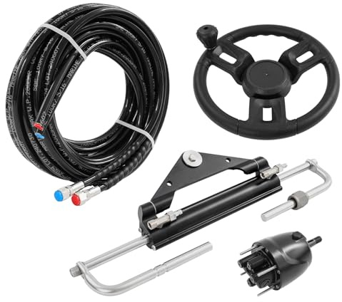 Kit de dirección hidráulica fuera de borda, cilindro de dirección hidráulico de 150 CV, sistema de dirección de barco con bomba de control, cilindro de bloqueo bidireccional, sistema de dirección