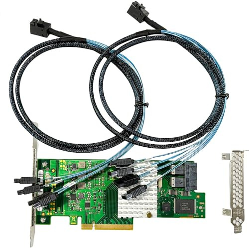 Scheda HBA SAS Compatibile con 9211-8i & LSI 9300-8i Modalità IT PCIe, Scheda di SATA, 8 Porte 12 Gbps PCIe 3.0 x8, Supporto Expander SAS, Controller HBA con 2× Cavi SFF-8643 a 4× SATA per ZFS TrueNAS