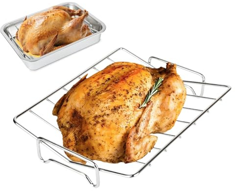 Estante para, Soporte de Acero Inoxidable en Forma de V, Inserto para Horno para Horno, Parrilla, Camping, al Aire Libre, Interior, Barbacoa, Cocina, Carne, Aves de Corral, Pollo, Cerdo