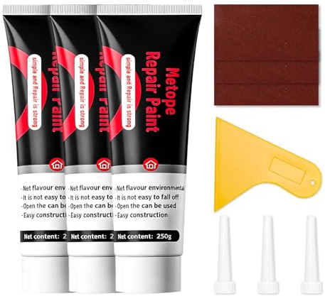 Spatel massa vit interiör 3 x 250 g vägg för snabba reparationer | Väggreparationskräm med 3 prickiga munar, 3 stycken sandpapper och spatel för reparation av sprickor, hål, peeling