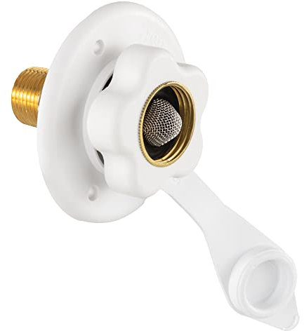 RecPro Bride d'entrée d'eau Blanche en Laiton avec clapet Anti-Retour (sans coude de Tuyau) | Fabriqué aux États-Unis
