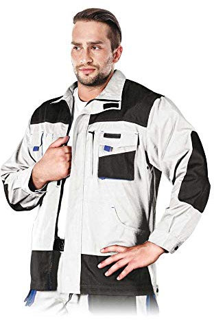 Leber & Hollman Herren Schutzjacke LH-FMN-J, 65% Baumwolle, 35% Polyester, 270 g/m2, Hochkragen, Reißverschluss und Klettverschlüsse, verlängerte Rückenpartie, Lüftung