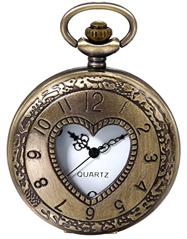 Jewelrywe Quartz Fickur Dial Number med Vintage brons Alloy Halsband 80cm,Barn Watch Olika Ritningar