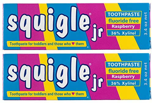 Squigle Jr Toothpaste (for Infants, Toddlers), Travel Toothpaste, Prevents Cavities, Canker Sores, Chapped Lips. Soothes, Protects Dry Mouths. Stops Tooth Sensitivity, No SLS - 2 Pack