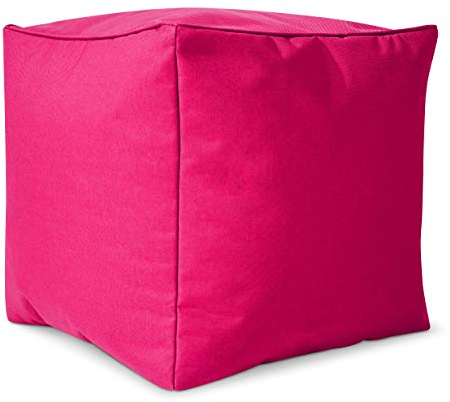 Green Bean Sitzsack-Hocker 40x40x40cm mit EPS-Perlen Füllung - Fußhocker Fußkissen Sitz-Pouf für Sitzsäcke - Bodenkissen für Kinder und Erwachsene - Fußablage Sitzkissen Sitzhocker Pink