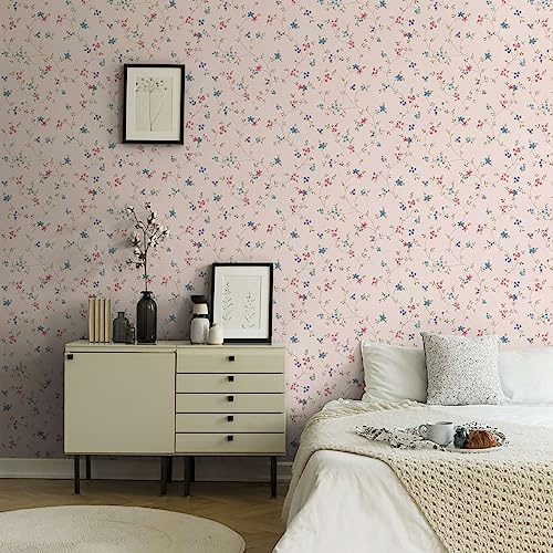 A.S. Création WTD 390711 Papier peint intissé Motif fleurs Crème Vert Bleu Rose Maison Charme 10,05 m x 0,53 m Fabriqué en Allemagne