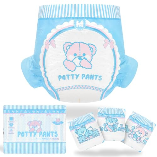 LittleForBig 5500-5800 ml Adult Printed Diaper 10 Pieces - Potty Pants (M)