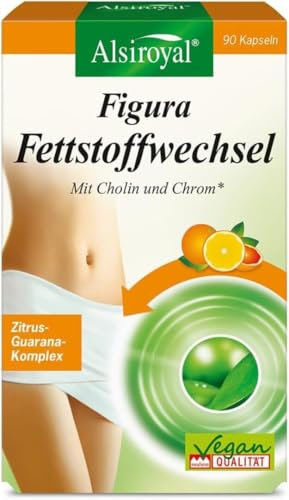 Alsiroyal Figura Fettstoffwechsel (90 Kapseln) – Gewichtsreduktion mit Zitrusfruchtextrakt, Cholin & Chrom – Unterstützt den Fett- & Makronährstoff-Stoffwechsel* – mit Guarana