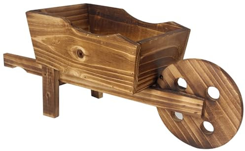 Wooden Wagon Planter Rustic Wheelbarrow Planter Decorative Succulent Flower Boxes Outdoor Garden Pots for Outside Balcony Patio 18.5x6.3x7.5 inch