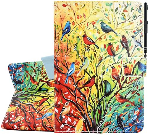 KEROM iPad Mini Case, PU Leather Smart Folio Stand Cover with Auto Sleep Wake for iPad Mini 5/4/3/2/1 7.9 inch, Bird Tree