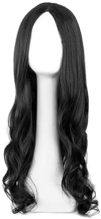 Zclro Perruque noir, 27’’ Perruque Femme Longues OnduléE, Perruques pour Cosplay Tenue FêTe - noir