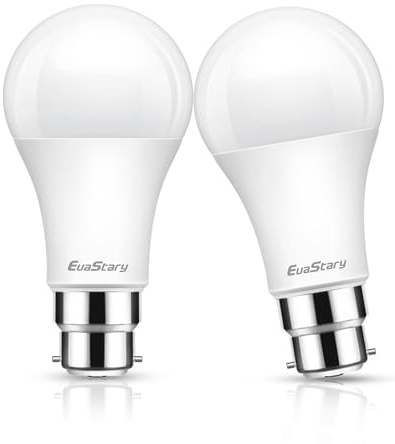 EvaStary 17W Bayonet Light Bulbs, 150W Equivalent 6000K Daylight Bulbs, B22 LED Light Bulbs Bayonet 1500LM, A60 BC GLS Energy Saving Bulbs, Not-Dimmable, 2Pack