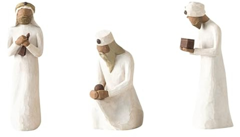 Krippenset Born Scene Willow-Tree Figur, Figuren Krippe Harz, Geburt Belen Weihnachten, Weihnachtskrippe mit Figuren, Krippe Harz Heilige Familie, Dekoration (D-3pc)