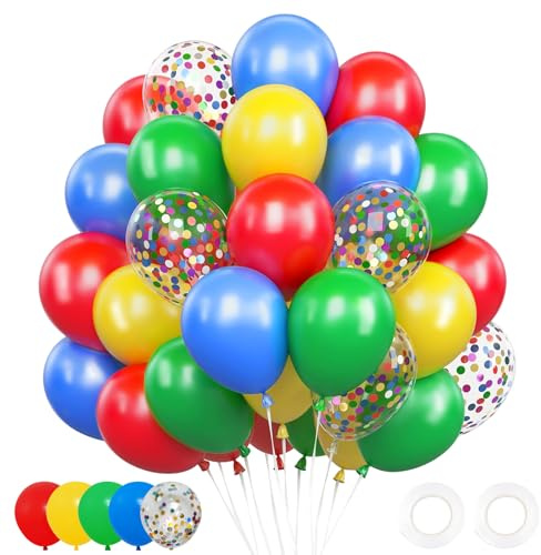 Palloncini Compleanno Colorati 62 Pezzi, 12 Pollici Lattice Palloncini Modellabili Rossi Blu, Palloncini 18 Anni Compleanno, Per Decorazione di Circo Carnevale, Compleanno Gender Reveal Matrimonio