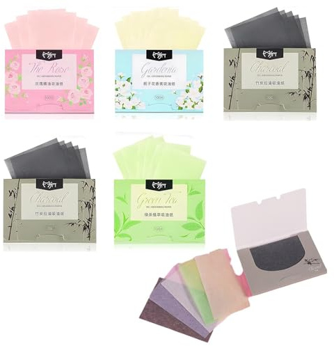 Oil Blotting Paper,500 Sheets Makeup Blotting Paper,Absorbent Sheets for Absorbency Removal of Facial Oil,Sebum,Grease(5 Colors)