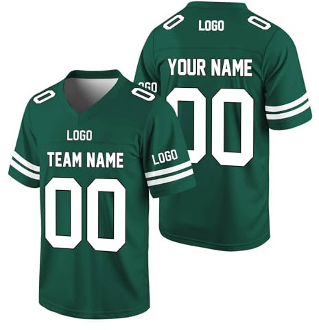 Personalisierte American Football Trikots mit Name Nummer Logo Karneval Kostüm T-Shirt für Kinder Erwachsene Junge Mädchen Herren Damen