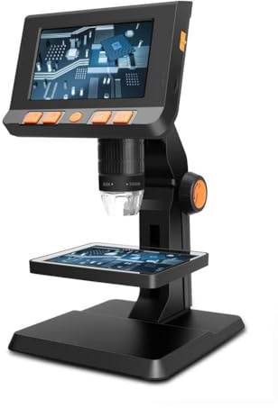 Microscopio Digital P110 con Pantalla LCD de 4,3 Pulgadas - Resolución de vídeo 1080P y Aumento de 1000x - Microscopio electrónico portátil con Soporte Ajustable en Altura y 8