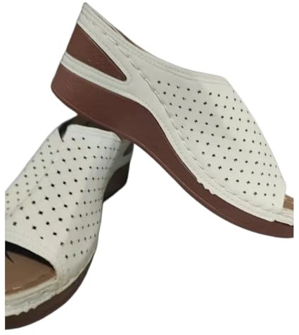XHZPF Pantofole da esterno, scarpe, sandali estivi a cuneo per donna taglia grande(Bianco,39)