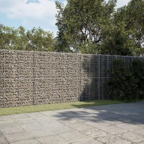 Kaloriko Gabbione con coperchio, in ferro zincato, 800 x 50 x 200 cm, decorazione da giardino, per esterni, terrazza, resistente al gelo