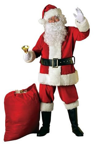 Rubies Official Adult Deluxe Ultra Velvet Santa Suit With Gloves, Adult Fancy Dress, One Size Halloween