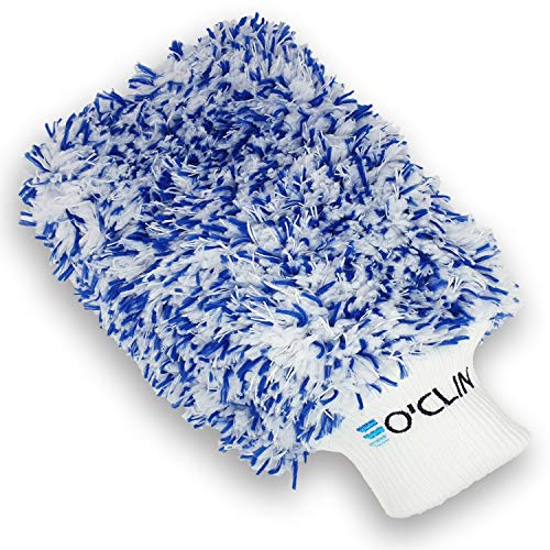 O’CLIN Mikrofaser Waschhandschuh – Saugfähiger weicher Autowaschhandschuh, mit integriertem Autoschwamm, Perfekter Autowaschschwamm