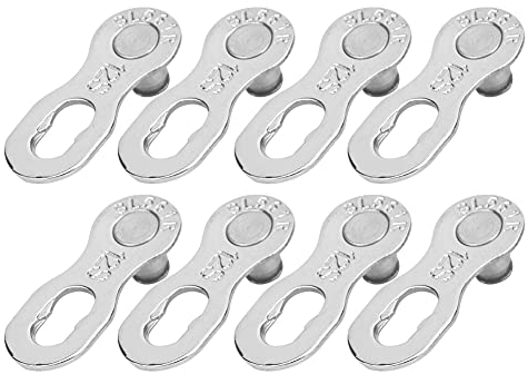 Alomejor 4Pair Steel Bike Chain Link Velocidad de la cadena de bicicleta Quick-Link o 12Speed ​​Chain Missing Link Connector Repair(Plata)