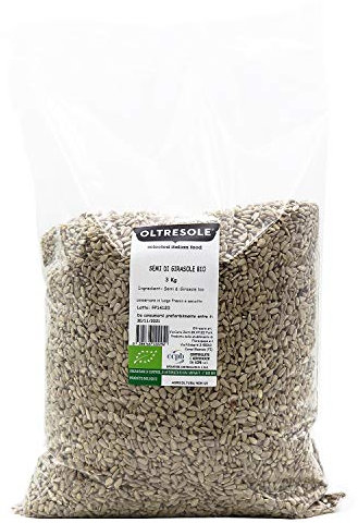 Oltresole, Graines de tournesol décortiquées biologiques 3 Kg, Graines oléagineuses biologiques crues, décortiquées, NON GRILLÉES ET NON SALÉES, riches en fibres et en nutriments
