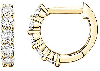 PAVOI 14K Yellow Gold Plated 2.5mm Wide Cubic Zirconia Cuff Earrings Huggie Stud
