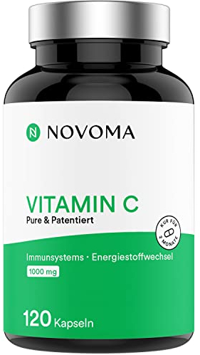 NOVOMA Vitamina C 1000mg, Vitamina C Pura Alto Dosaggio, Sistema Immunitario, 100% Acido L-Ascorbico Quali-C, 120 capsule Vegane, Prodotto in Francia