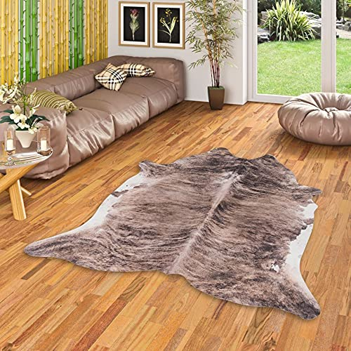Pergamon Kunstfaser Teppich Rinderfell Braun Beige in 3 Größen
