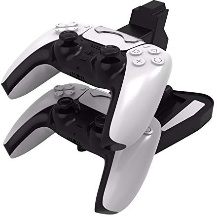 Gamedealer Twin Ladestation passend für PS5 Wireless Controller Charger Ladegerät mit visueller LED Ladestand Anzeige Versand aus DE