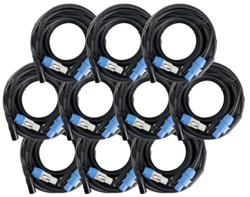 Pronomic Stage PPD-10 Cable Híbrido Powerplug/DMX Set de 10 - Cable combinado para alimentación y señal DMX - Sin enredos al conectar efectos de luz - Longitud: 10 m - Negro