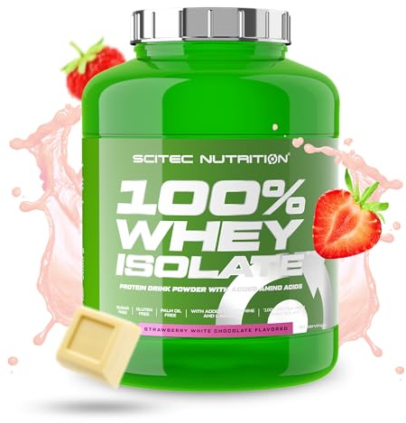 Scitec Nutrition 100% Whey Isolate - Puro Poder Proteico con BCAAs - Glutamina y Arginina - Fórmula sin Azúcar ni Gluten, 2 kg, Fresa-Chocolate blanco
